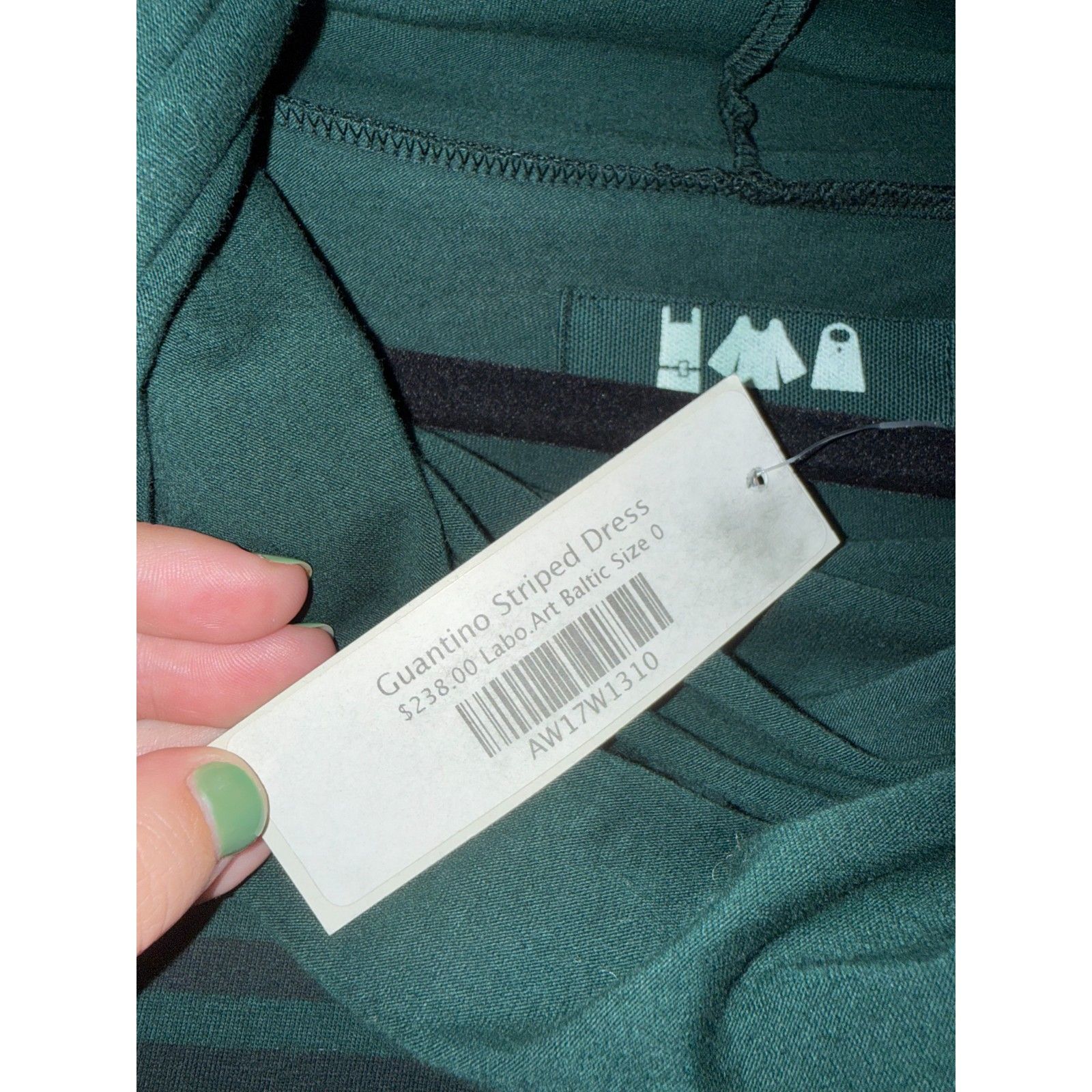 Nwt Labo.Art Guantino Oversized Green Striped Funnel-Neck Dress | Size 0/Xs — image 3 of 8
